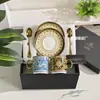 Taza de Porcelana Dorada Fanjia con Asa Entrada Estilo Retro de Lujo Taza de Café para Banquete Familiar Juego con Cuchara Dorada Regalo de Acompañamiento de Alta Gama