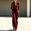 Conjunto de top de malha simples com meio zíper de cor sólida e calça pantalona para mulheres, novo para o outono e inverno de 2026, transfronteiriço europeu e americano, estilo vintage