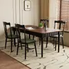 Mesa de Jantar Vintage de Madeira Maciça Estilo Francês, Retangular, Adequada para Lares Pequenos, Mesa de Jantar Longa com Estilo Meio do Século, Madeira de Carvalho com Design Color-Blocking, Mesa Grande de Tampo Único