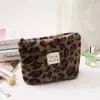 Bolsa de Cosméticos Transfronteriza, Gran Capacidad, Bolsa de Tocador Portátil de Felpa de Alta Gama, Bolsa de Almacenamiento de Viaje con Estampado de Leopardo, Bufanda Cálida