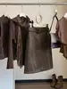Falda Vintage de Gamuza para Mujer, Nuevo Estilo Otoño/Invierno, Elegante de Cintura Alta Adelgazante Versátil de Corte Recto Midi