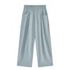 Calça de Vovó Branca Estilo Coreano para Mulheres, Nova Calça Cropped Casual de Verão de Cintura Alta, Perna Larga, Cenoura de Seda de Gelo para Figuras Baixas