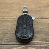 Estojo para Chave de Carro em Couro Bovino Oleado e Encerado de Primeira Camada para Homens, Estojo para Chaves com Padrão de Crocodilo Retrô para Mulheres, Couro Genuíno Estilo Casal
