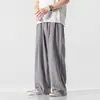 Calças de linho Calças masculinas Calças finas estilo chinês soltas calças retas Calças esportivas casuais de algodão e linho para o verão