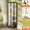 Vitrina de cristal con cerradura, totalmente transparente, con luces, gabinete a prueba de polvo para uso doméstico, vitrina de sala de estar, estante de exhibición de modelos