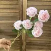 Nueva Flor Artificial de Rosa de 6 Cabezas, Flor Artificial de Rosa de Montaña Nevada, Flor de Boda, Decoración del Hogar, Decoración de Mesa