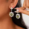 Pendientes Florales Ovalados de Circonita Estilo Lujo Ligero Europeo y Americano, Estilo Corte Vintage, Pendientes Exquisitos y Elegantes de Alta Gama