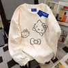 Sudadera Redonda Creativa con Estampado de Gatito Americano Linda para Mujer Otoño e Invierno Ins Marca de Moda Vibe Holgada Tie-Dye Top
