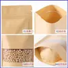 Embalagem Sacola Kraft para Alimentos com Fecho Zíper Sacola de Embalagem Zíper Janela Fosca Auto-Sustentável Sacola com Zíper Janela Venda no Atacado