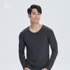 Ropa interior térmica cepillada clásica de cuello redondo para hombre, otoño e invierno, ropa de otoño, pantalones térmicos de forro polar, top básico forrado de forro polar