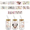 Mickey Mouse Transfer UV DTF Cristal Transparente Copo de Vidro com Adesivo 16oz Especial À Prova d'Água Resistente a Arranhões Atacado Transfronteiriço