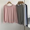 Playera delgada de modal con dobladillo arqueado y manga larga estilo coreano Ropa de protección solar para el hogar, yoga, danza, deportes, top fresco