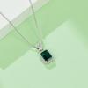 ZH01O collar rectangular de cultivo sintético artificial Esmeralda chapado en plata S925 platino 1.25CT moda de lujo ligero ins