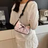 Bolsa de axila con lazo de seersucker dulce coreano para mujer, bolso de mano texturizado para mujer, bolso para mujer de color contrastante, bandolera cruzada, bolsa para el día a día