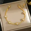 Pulseira de aço titânio de corpo inteiro mais vendida no exterior, temperamento de luxo leve feminino, joias folheadas a ouro 18K real coreano, atacado