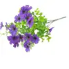 Novo Produto Transfronteiriço: Flores Artificiais, Buquê de Eucalipto de 7 Galhos e Violetas, Flores Artificiais para Decoração de Casa com Paisagem Pastoral