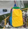 Mochila de Montañismo para Deportes al Aire Libre, Mochila Escolar Deportiva Patchwork de Color Contrastante Dopamina, Mini Mochila de Viaje Repelente al Agua para Mujer