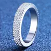 Anillos Populares Transfronterizos Europeos y Americanos Set Completo de Moissanita para Hombres y Mujeres Anillo Versátil de Alto Nivel de Plata de Ley S925 Hip-Hop Cubano