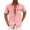 Camisa de verano para hombre 2023 de color sólido, manga corta, cuello, puño a contraste de color, camisa de botones de moda, entrega de una pieza