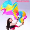 Ventilador de Dança Três Cores Gradiente Flame Fan Alongado Longo Fã de Seda Koi Copy Dance Long Fan Yangko Long Fan Dance Fan