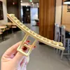 Pasador de Perlas para Mujer Clip de Lazo Estilo Coreano Pinza de Tiburón para la Parte Trasera de la Cabeza Accesorios Metálicos Grandes y Simples para el Cabello