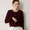 ¡Artículo versátil! Cárdigan básico de cuello redondo 100% cachemira para mujer, suéter corto de cachemira pura, cárdigan de punto, chaqueta pequeña