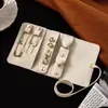 Suministro Directo Transfronterizo Bolsa Portátil de Microfibra Ultra Fina Mini Compartimentada para Joyería para Viajes, Caja de Joyería para Pendientes, Anillos y Joyería