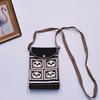Bolso para teléfono móvil de estilo coreano con diseño de panda pequeño, bandolera de punto, bolso de mano con solapa, bolso informal para salir