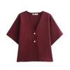 Moda Otoño 2024 Estilo Europeo y Americano Sencillo Multicolor Cuello en V Chaqueta de Punto Transfronteriza Amazon para Mujer E3A379