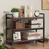 Prateleira de Armazenamento Multiuso para Mesa Estante de Mesa Multi-camada de Aço e Madeira Prateleira de Armazenamento para Mesa Estação de Trabalho de Escritório Organização de Arquivos Armazenamento