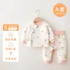 Conjunto de Roupa Íntima Térmica de Algodão Puro Classe A para Bebê com Botões na Frente Recém-Nascido Cintura Alta Proteção da Barriga Infantil Sem Costura Pijama de Outono e Inverno