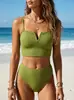 Nuevo traje de baño de dos piezas para mujer, sin tirantes, espalda descubierta, adelgazante, que realza la figura, bikini de triángulo de cintura alta, disponible en AliExpress y Amazon
