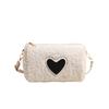 Bolsa Transversal Simples Estilo Coreano 2025 Bolsa de Ombro Feminina Outono e Inverno Pelúcia Personalizada Bolsa Boston Nova Lã de Cordeiro Moda