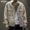 Camisa de Trabajo Estilo Americano para Hombre Primavera y Otoño Marca de Moda de Gama Alta Holgada Manga Larga Top Moda Chaqueta Casual de Moda para Hombre
