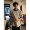 Camisa Polo Masculina Retro Japonesa Falsa de Duas Peças Verão 2026 Peso Pesado Solta Gola Polo Manga Curta