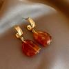 Pendientes geométricos vintage de resina marrón con pasador de plata bañada en oro real pendientes de temperamento nicho pendientes Maillard para mujer