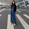 Calça Jeans Vintage Feminina Solta Primavera e Outono Novo Estilo Coreano Calça Wide Leg Calça de Cintura Alta para Estudantes