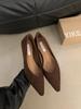 Zapatos de Salón Retro de Tacón Bajo y Punta Afilada para Mujer 2025 Nuevo Primavera y Otoño Ante Elegantes Slip-On Zapatos para Ropa de Trabajo