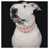 Accesorios Transfronterizos para Mascotas Europeos y Americanos Collar Lindo para Mascotas Collar de Perro de Perlas Rosas de Múltiples Capas Moda Blanco