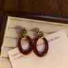 Pendientes Retro Estilo Hong Kong Esmalte Goteado Rojo Ankora para Mujer Elegantes Franceses de Alta Gama Pendientes Elegantes de Moda de Nicho