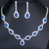 Joyería de Zafiro Transfronteriza Set de Gota de Agua Collar Moda de Alta Gama Joyería Versátil Accesorios de Collar de Lujo Ligero para Mujeres