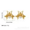 Pendientes retro de abeja de acero de titanio transfronterizos pendientes de perlas de moda de lujo ligero pendientes de diseño de nicho personalidad