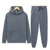 Conjunto esportivo masculino para comércio exterior, moletom de fleece cor sólida quente para outono e inverno, moletom esportivo de corte solto