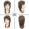 Peluca de estilo rockero europeo y americano transfronterizo para hombre, peluca de pelo corto rizado esponjoso estilo mullet de los años 80, pelucas de fibra química, tocado