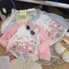 Camiseta Básica Infantil, Camiseta de Manga Longa para Meninas Primavera e Outono, Blusa Externa de Algodão para Meninas, Roupas Infantis com Estampa Digital para Bebês