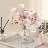 Ramo de 3 Ramas de Flor de Cerezo de Venta Caliente Transfronteriza, Rama Corta de Flor de Durazno Artificial de Primavera, Adornos de Manualidades para el Hogar y Arreglo Floral