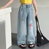 Nuevos Jeans de Pierna Ancha para Niñas de Primavera y Otoño Pantalones Rectos Estilo Vaquero para Niños Pantalones Grandes de Primavera y Otoño para Niños Pantalones Sueltos
