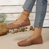 Nueva colección de verano: Zapatos casuales planos para mujer, de punta redonda, transpirables, con diseño de malla tejida calada, disponibles en tallas grandes para ventas transfronterizas