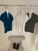 Camiseta de Verano Estilo Coreano Diseño Simple de Pliegues Corte Ajustado Cuello en V Estrecho Manga Corta para Mujer W10270