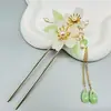 Estilo Nacional Madeira Elegante Grampo de Cabelo Estilo Antigo Grampo de Cabelo Hanfu Jardim de Osmanthus Gardênia Flor de Ameixa Disco Borboleta Acessório de Cabeça Franja Lateral